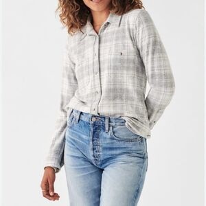 Faherty Legend Sweater Shirt Gray Plaid sz M